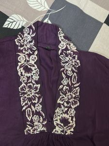 Elegant Embroidered Purple Dress