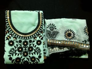 Embroidered Sequin Work Semi Stitched Suit