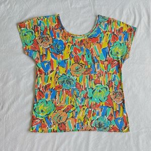 Vintage Floral Print Colorful T-Shirt
