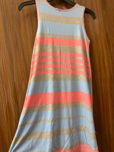 Striped Sleeveless Dress with Chiffon Hem