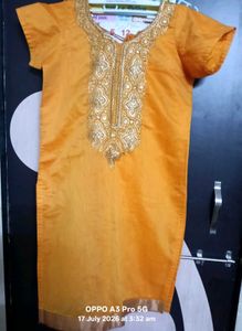 Orange Embroidered Kurta