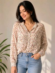 Floral Print Button-Up shirt top