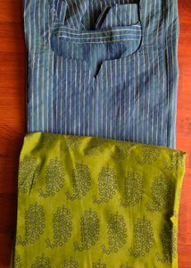 2pc Woven Green Blue Salwar Kurta Set 40"