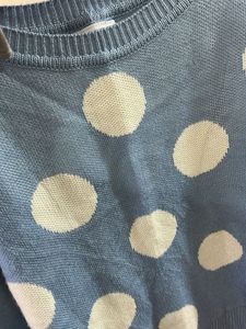 Blue Polka Dot Knit Sweater