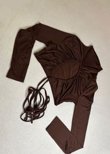 🔴CLEARANCE SALE 🔴 Brown Long Sleeve Wrap Top