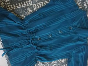 Stylish Blue Striped Peplum Top