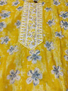 Vibrant Yellow Floral Print Kurta