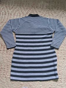 Striped V-Neck Long Sleeve Sweater Dress