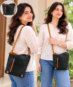 Chic Black Ostrich Texture Handbag(bagpack)