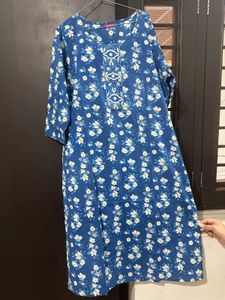 Blue Floral Print Kurta