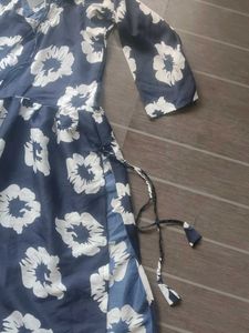 Navy Floral Print Midi Dress
