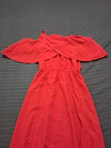 Vibrant Red Off-Shoulder Maxi Dress