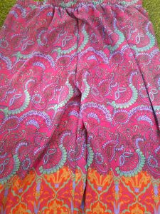 Georgette Floral Print Satin Plazzo L Or XL