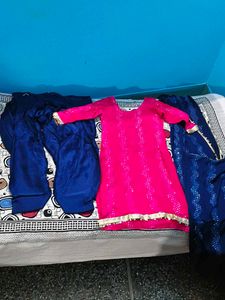 Heavy Party Wear Pink & Blue Salwar  Suit