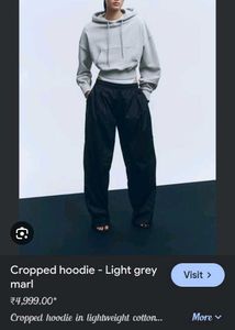 H&amp;M Cropped Grey Hoodie