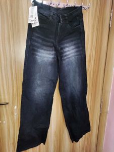 Wide Leg Black Wash Jeans