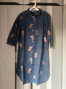 Blue Pineapple Print Tunic Top