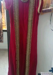 heavy work kurti and skirt with net dupatta