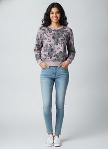 Floral Print Crewneck Sweatshirt