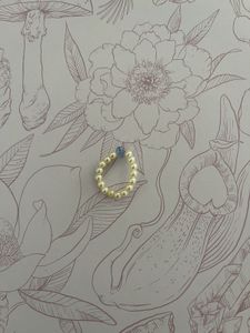 Pearl Beaded Ring with Blue Accent