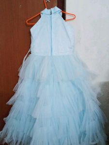 Light Blue Tulle Party Dress With Innerwear