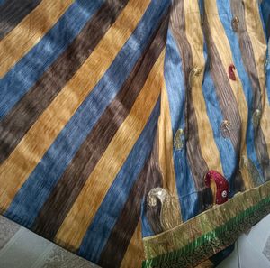 Raw Silk Saree With Multi Colour