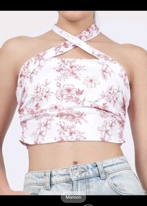 Floral Halter Neck Crop Top