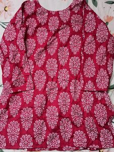 Bright pink Short Kurti For Women