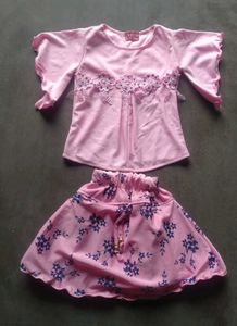 Girls Western Top and Skirt
