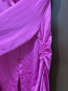 Hot Pink Satin Button-Up