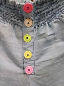 Button style Light Blue denim palazzo jeans