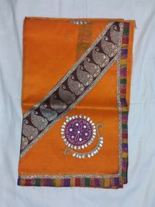 Free Delivery ORANGE COLOURED NET SAREE🟠