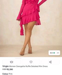 Ruffle Trimmed Pink Mini Dress