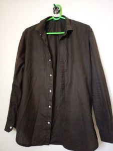 Men's Dark Brown Button-Up Shirt
