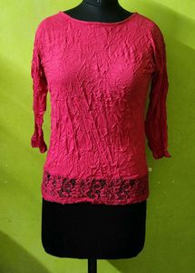 Crushed Style Top with Lace Details