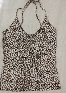 Leopard Print Halter Neck Cami Top