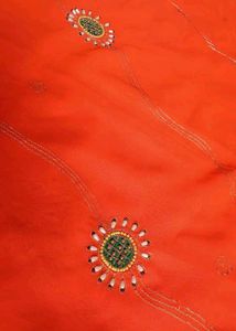 royal rajputi old time .Orange Embroidered Saree