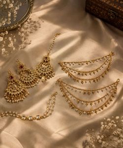 Exquisite Kundan & Pearl Maang Tikka Set