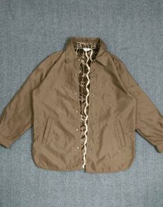 Brown Suede Jacket with Chain Print Lining