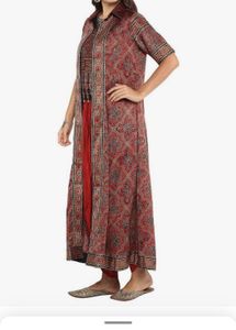 Elegant Ajrakh Print Full Length Shrug by Biba