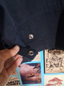 navy hard cotton jacket  with blanket interior