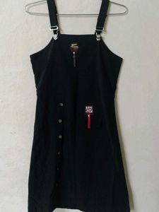 Chic Black Pinafore Dress with White Top