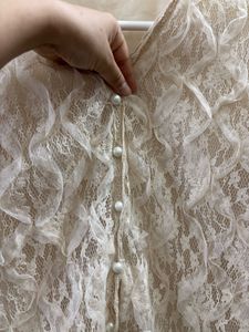 2 Vintage Lace Button-Up Blouse Tops