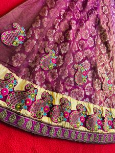 Net Lehnga,blouse And Odhani Set💜