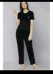 Women's Black T-Shirt and Pants Set