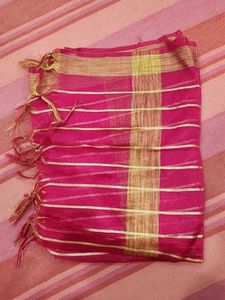 Pink & Gold Striped Dupatta