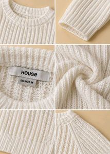 IVORY WHITE RIBBED KNIT CROPPED SWEATER