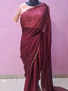 Elegant Maroon Saree For Girls