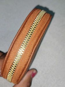 Floral Embroidered Brown Wallet