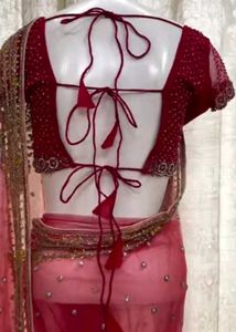 Embellished Red saree with blouse